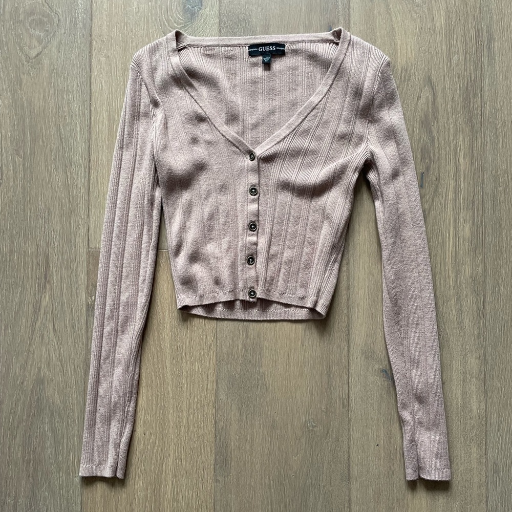 Guess cropped sweater button up